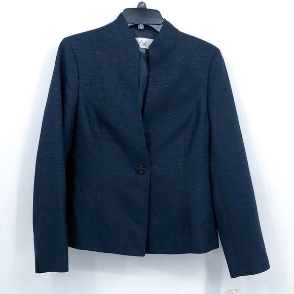 LE SUIT Women's Single-Button Blazer Size 4 Navy Blue Jacket NWT - Picture 1 of 13
